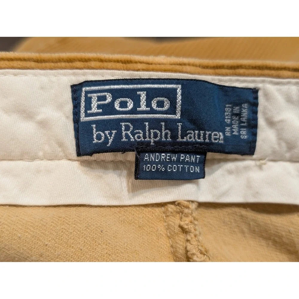 Polo Ralph Lauren Andrew Pant 40x(28)32 Tan Corduroy‎ Pleated Relaxed Trousers